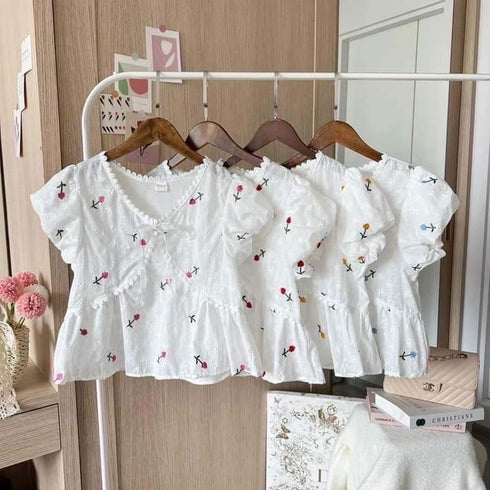Ladies V-Neckline Embroidered Tops